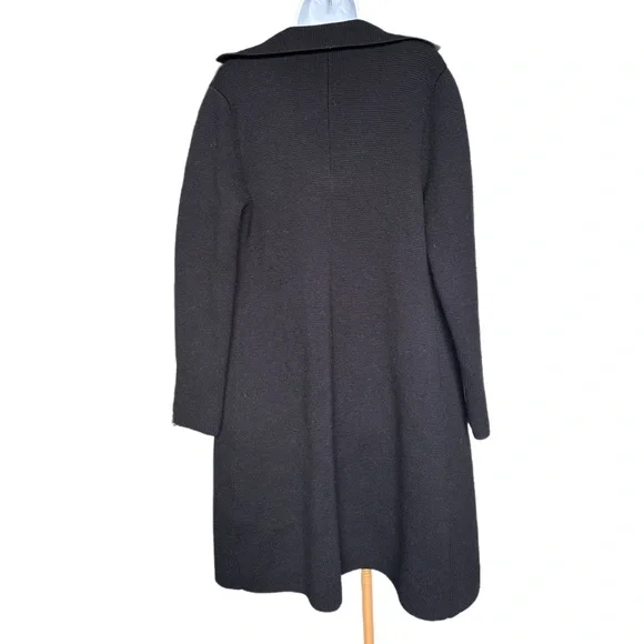 Eileen Fisher | Black Knit Wool Sweater Jacket - Picture 2 of 6